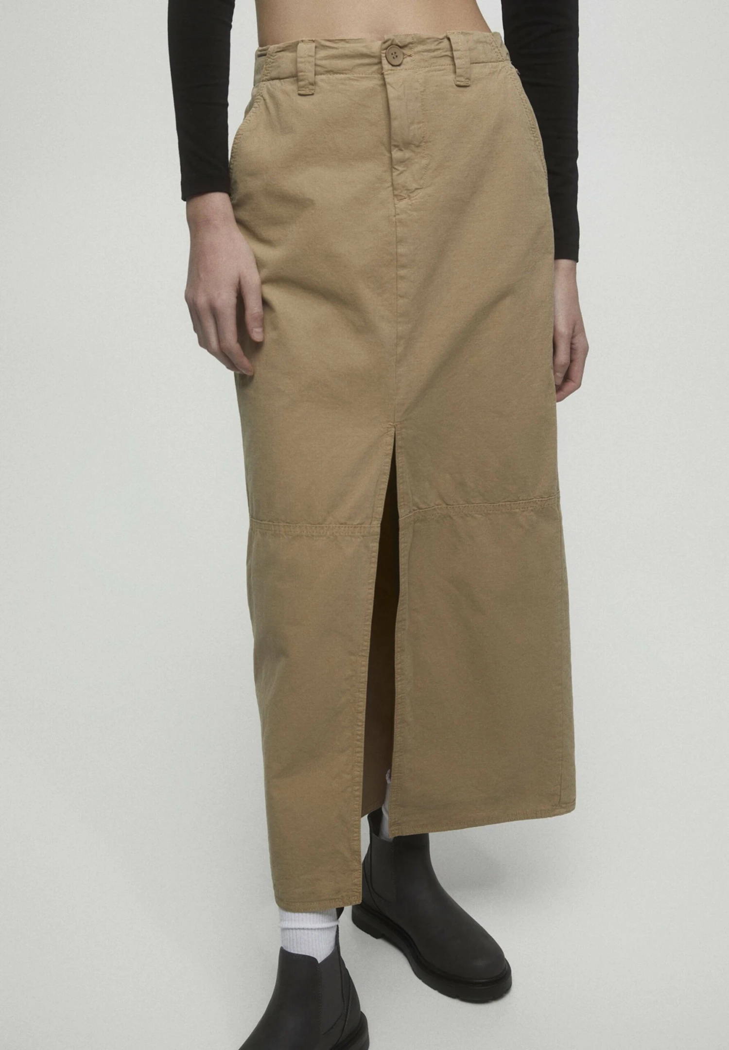 PULL & BEAR Long Puffer - Maxirok - Ochre