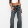 PULL & BEAR Mid-Waist- Straight Leg Jeans - Grey