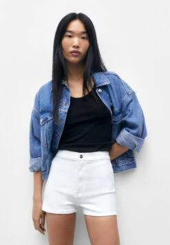 PULL & BEAR High-Waist- Jeansshort - White