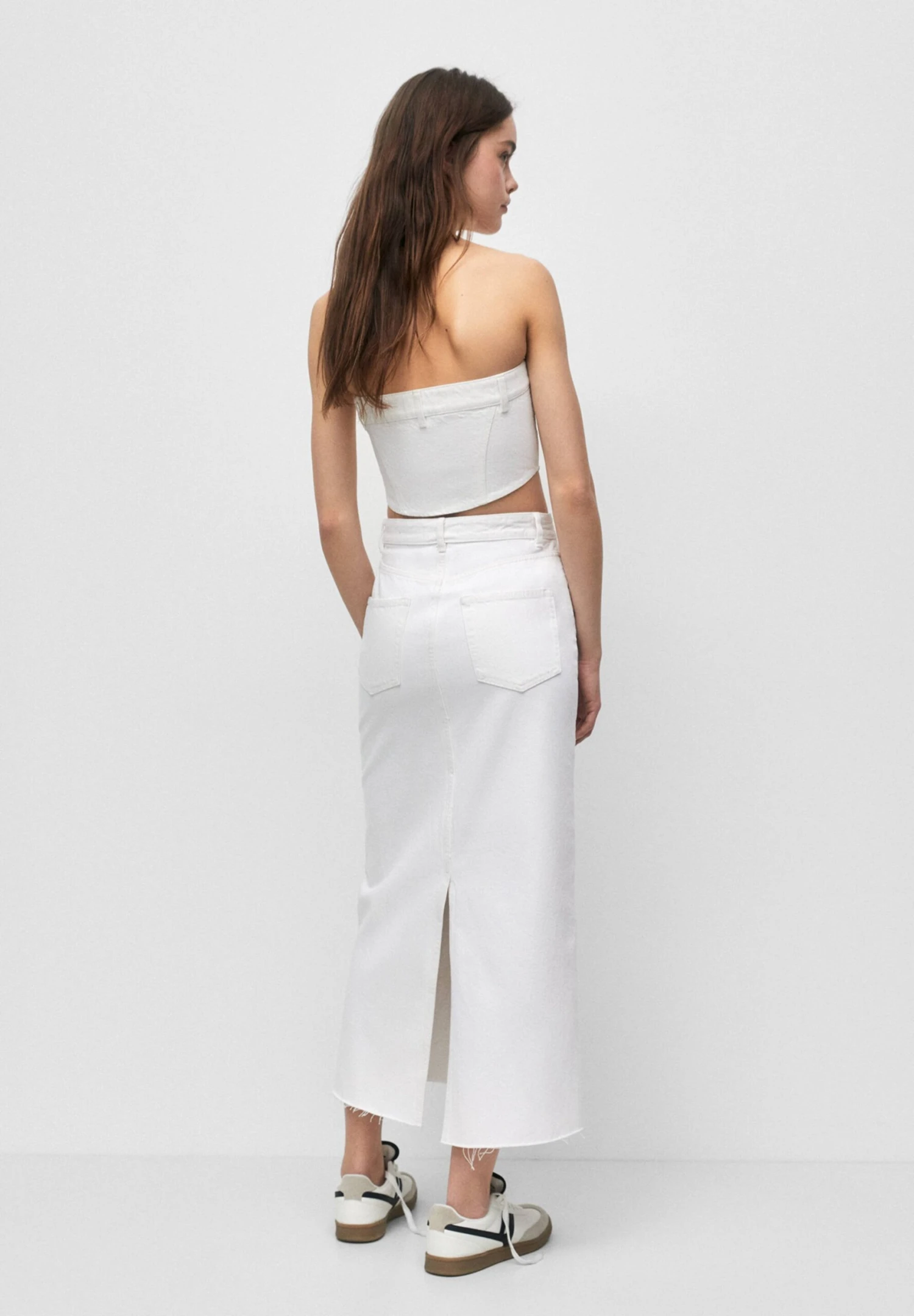 PULL & BEAR Long Denim Skirt - Kokerrok - White - Afbeelding 3