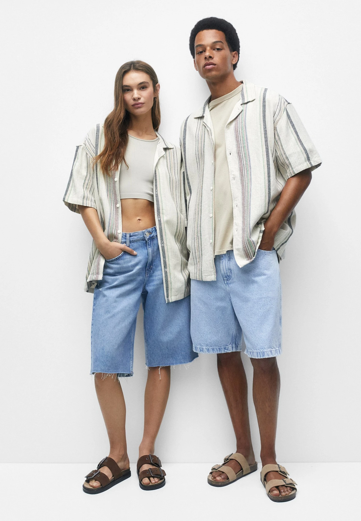 PULL & BEAR Short Sleeve Rustic - Overhemd - Beige