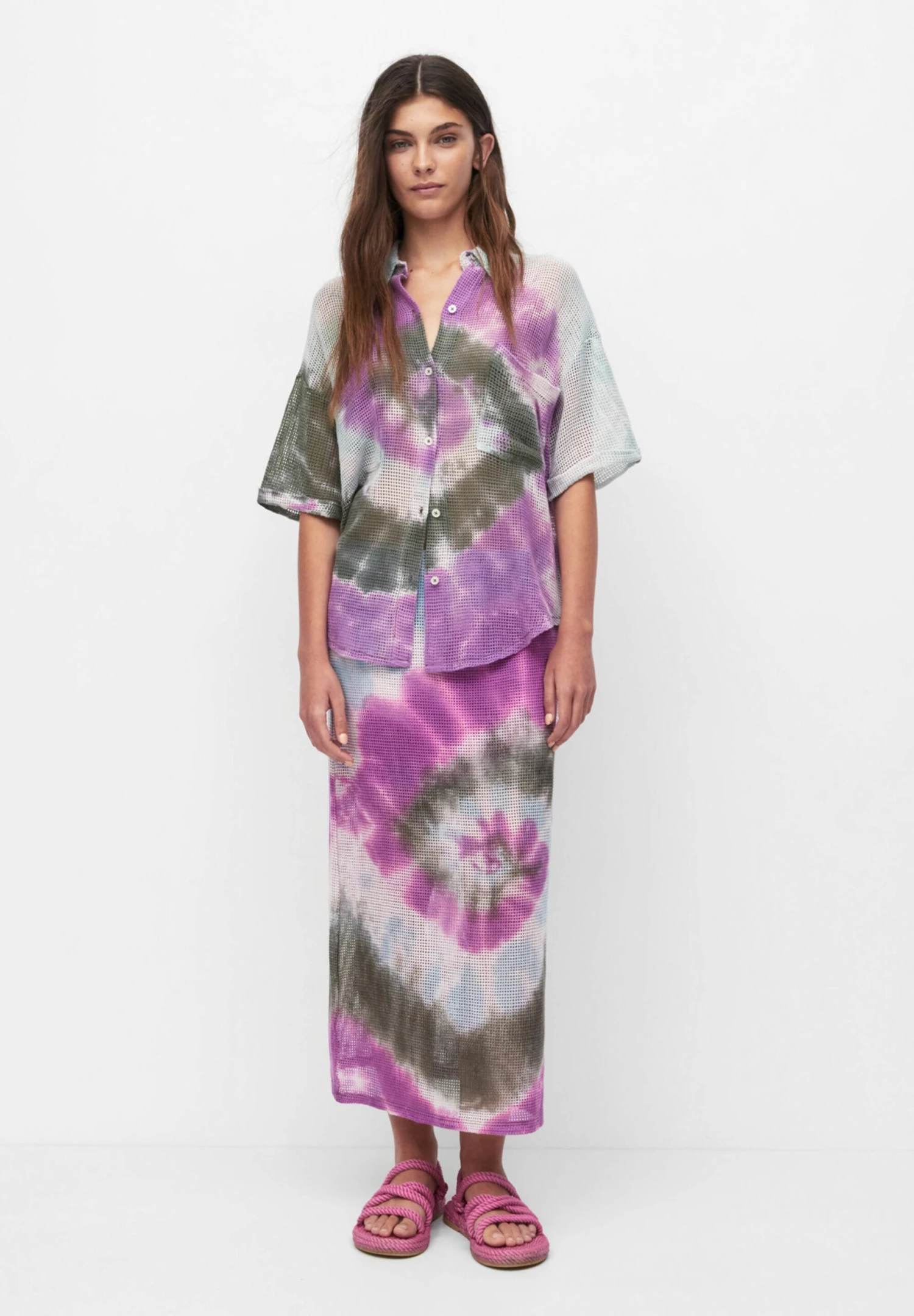 PULL & BEAR Tie Dye Midi - Kokerrok - Lilac - Afbeelding 2