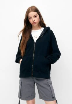 PULL & BEAR Cropped - Sweater Met Rits - Black