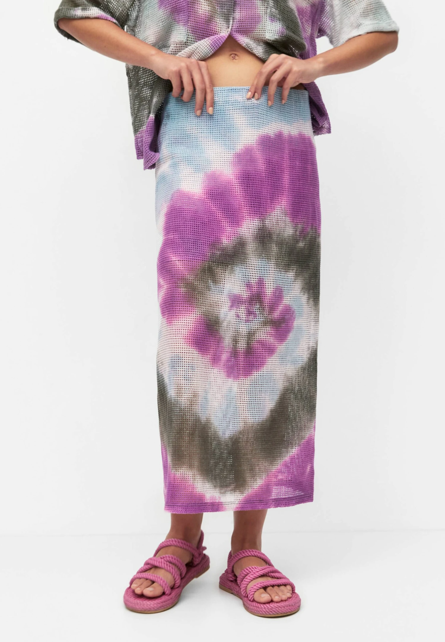PULL & BEAR Tie Dye Midi - Kokerrok - Lilac