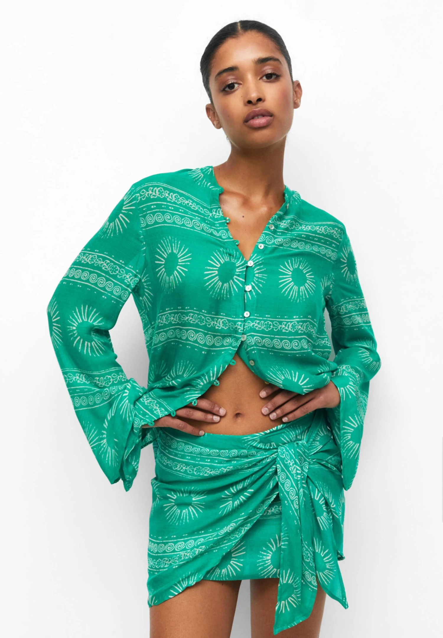 PULL & BEAR Printed - A-Lijn Rok - Green