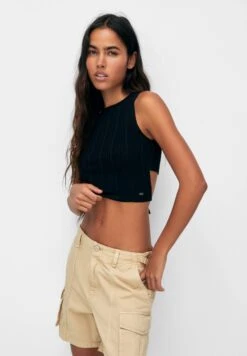 PULL & BEAR With Back Belt Detail Tank - Top - Black