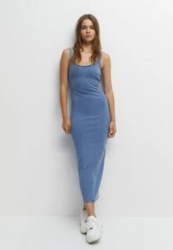 PULL & BEAR Strappy - Midi - Spijkerjurk - Blue Denim