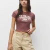 PULL & BEAR Colorado Short Sleeve - T-Shirt Print - Berry