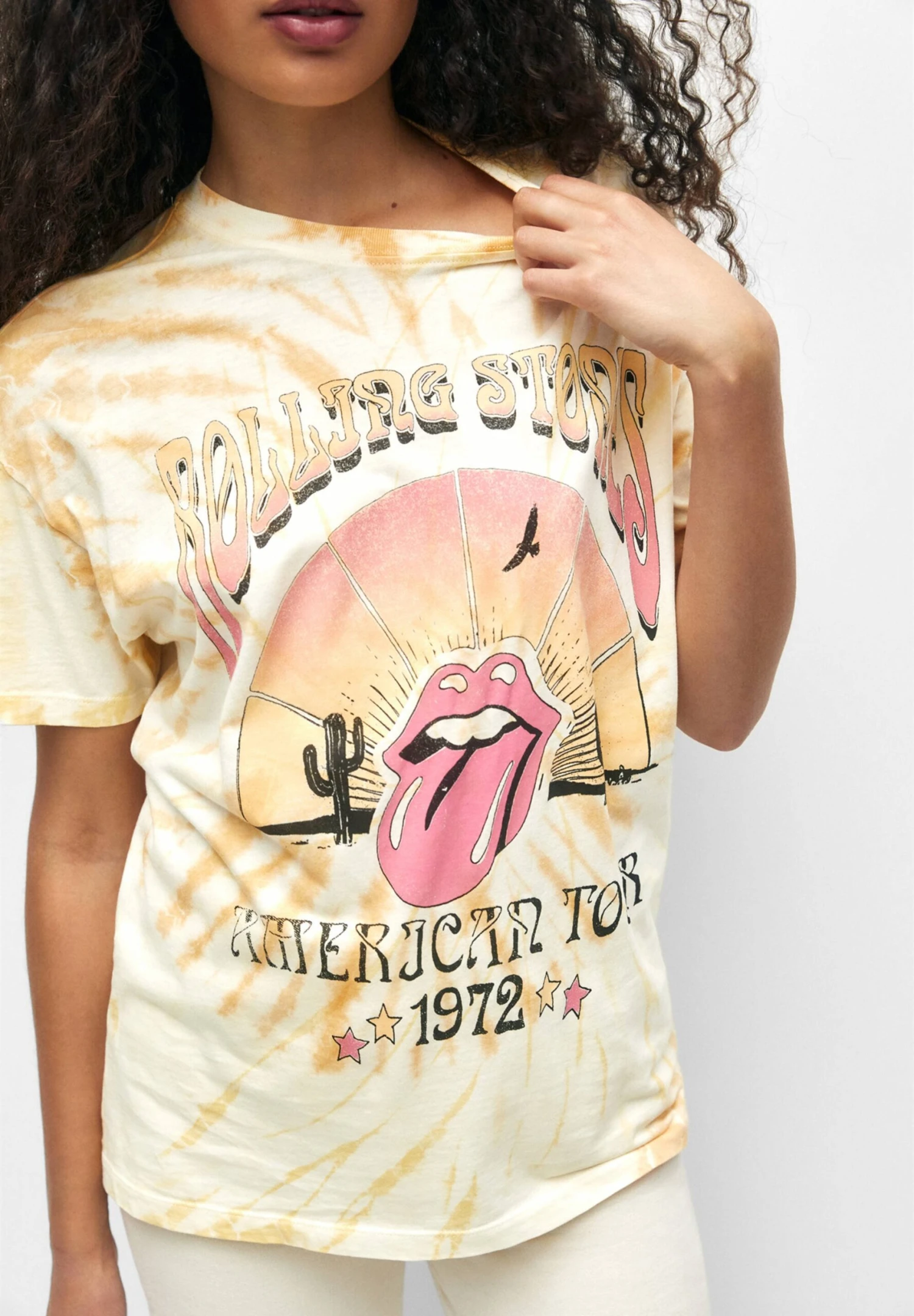 PULL & BEAR The Rolling Stones American Tour 1972 - T-Shirt Print - Multi Coloured - Afbeelding 4