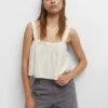 PULL & BEAR Rustic Strappy - Crop - Top - Beige