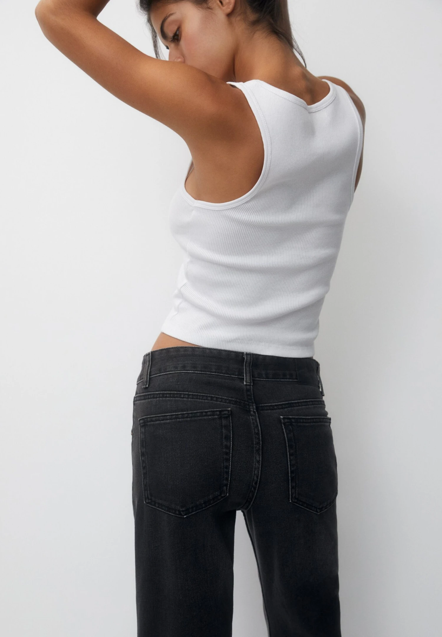 PULL & BEAR Mid Waist- Straight Leg Jeans - Black - Afbeelding 5