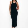 PULL & BEAR Sleeveless Fitted Midi- Jurk - Black